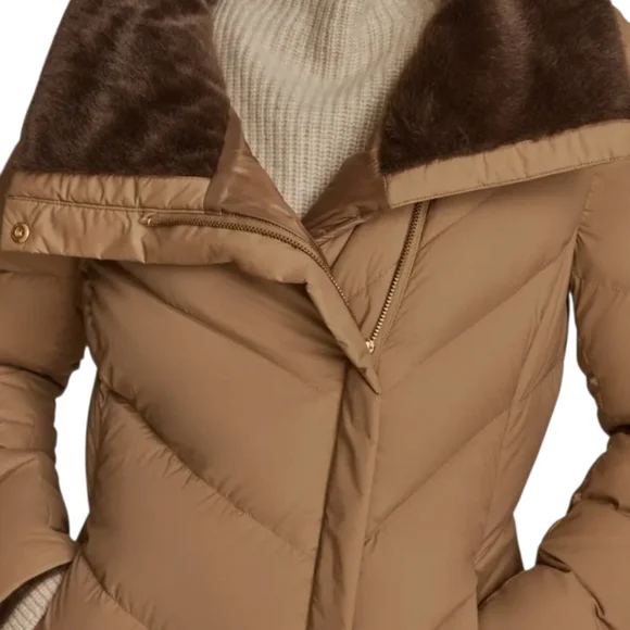 Chevron Down Puffer Coat Antique Gold - Picture 6 of 11